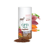 Сухий корм OPTIMEAL беззерновий для дорослих собак всіх порід КАЧКА та ОВОЧІ 0,65 кг