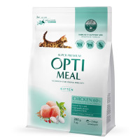 Сухой корм OPTIMEAL Kitten для котят с КУРИЦЕЙ 0,2 кг