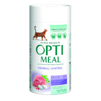 Сухой корм OPTIMEAL для взрослых кошек с эффектом выведения шерсти с УТКОЙ 0,65 кг