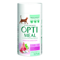 Сухий корм OPTIMEAL для дорослих котів з чутливим травленням з ЯГНЯ 0,65 кг