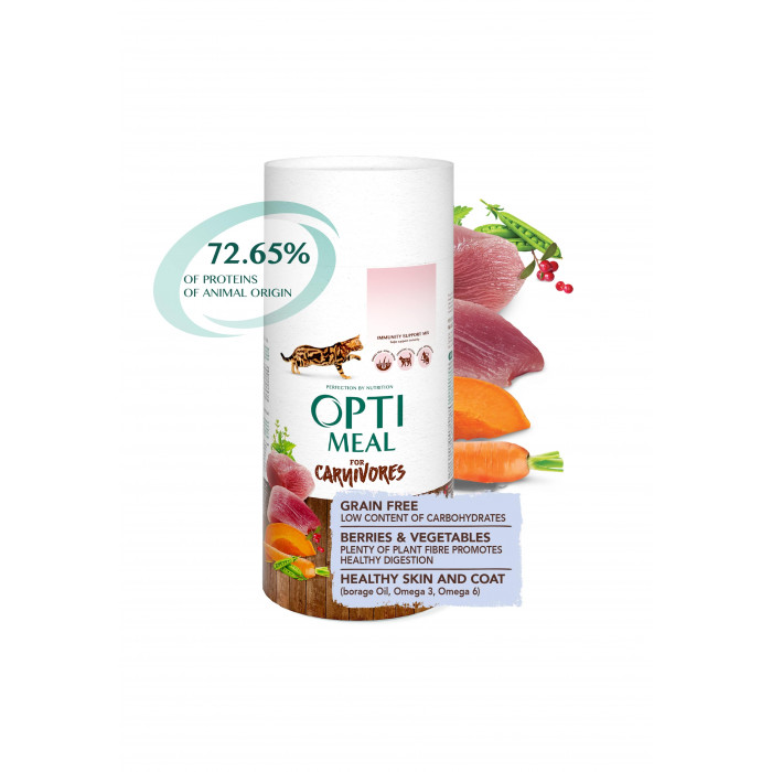 Сухий корм OPTIMEAL беззерновий для дорослих котів з КАЧКОЮ та ОВОЧАМИ 0,65 кг