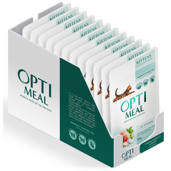 Вологий корм OPTIMEAL (пауч) для кошенят з КУРКОЮ 85 г